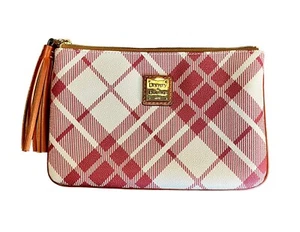 Nuevo sin etiquetas Dooney & Bourke Carrington Rojo/Blanco Cuadros Bolsa con Borde 9,5"" x 6"" 03N - Imagen 1 de 11
