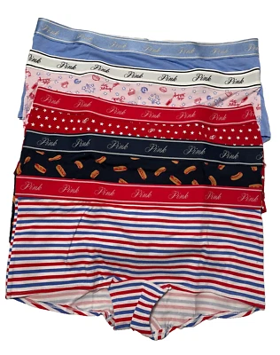 Paquete de 5 pares de pantalones cortos Victoria Secret ROSA para mujer grandes de algodón americano Foto 1 de 4