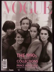 VOGUE 01/1990 CHRISTY TURLINGTON Linda Evangelista CINDY CRAWFORD Prince @N/MINT - Imagen 1 de 11