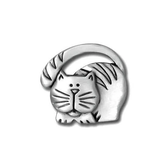 Joyería Chelsea de peltre - Gato esponjoso amante de las mascotas con pasador de cola grande Foto 1 de 1