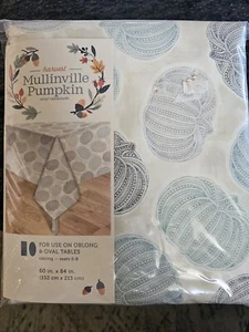 New Mullinville Pumpkin Vinyl Tablecloth 60”x84” Harvest Rectangle Oblong/Oval - Picture 1 of 2