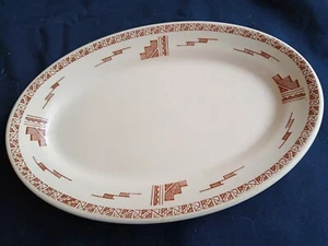 VINTAGE WALLACE CHINA DESERT WARE RESTAURANT AZTEC OVAL PLATTER 10.5" 12W 1948 - Picture 1 of 5