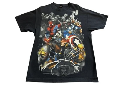 MARVEL Mad Engine T Shirt Size Large characters Wolverine Spider Man Disney Capt - Image 1 of 4