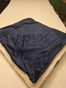 UR Medicine Surgery Fleece Blanket Blue White Sherpa University Of Rochester  - Picture 1 of 7
