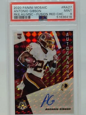 2020-21 Panini Mosaic Fusion Red Choice Prizm Antonio Gibson Auto RC / Psa 9  - Image 1 of 4