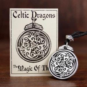 Pewter Triple Celtic Dragon Knot Pendant Jewelry - Irish Knotwork Necklace - Picture 1 of 5