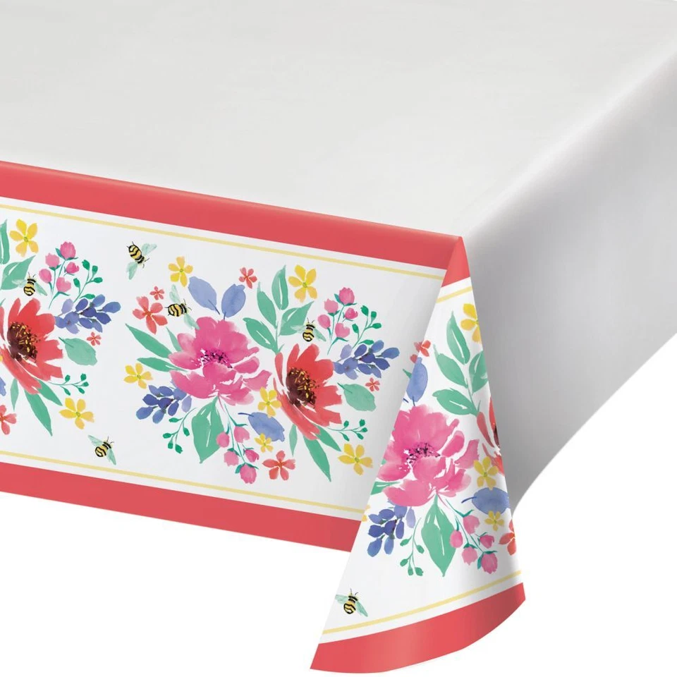 Toalha de mesa de papel flores perfumadas 54 x 102 utensílios de mesa florais para festa - Imagem 1 de 1