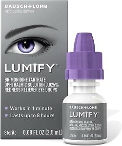Bausch Lomb LUMIFY Redness Reliever Eye Drops 0.08 Ounce (2.5mL) 1 bottle