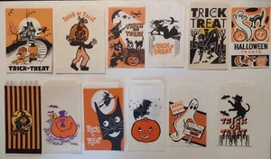 12 VINTAGE Halloween Paper Candy Sacks Bags - Picture 1 of 3