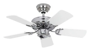 Ceiling Fan Without Light Chrome & White Classic Royal 76 CM - Picture 1 of 3