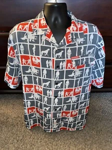 ECKO UNLTD Complex Shirt Mens Large Abstract Art Fighting Print Button Up RARE - Picture 1 of 7
