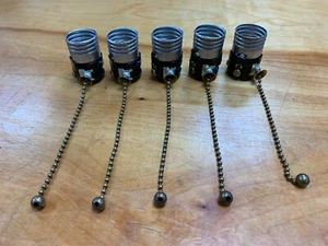 #5 LIGHT SOCKET INTERIOR, Bakelite body, Dull Brass Ball PULL CHAIN ,lamp parts - Picture 1 of 4