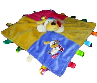 Защитное одеяло Taggies желтовато-коричневое для щенка велюровое мягкое плюшевое синее с атласной спинкой Mary Meyer - Изображение 1 из 4