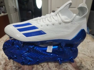 Adidas ADIZERO Mens 10 PRIMEKNIT Football Cleats White/Royal Blue GV9621 - Picture 1 of 13