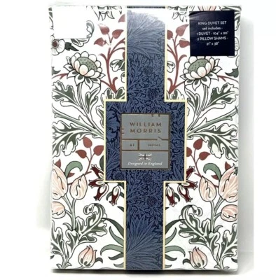 Juego de funda nórdica William Morris jacinto arcilla rosa rey satén verde óxido rosa Foto 1 de 4