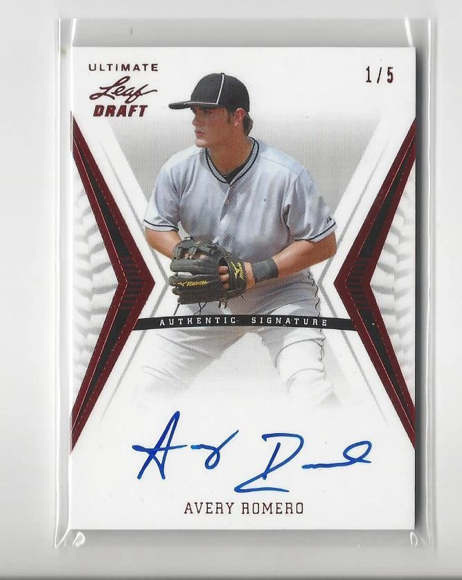2012 Leaf Ultimate Draft Red Avery Romero AUTOGRAPH Rockies /5 - Image 1 of 1