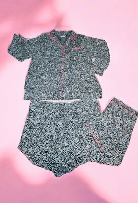 Juego de pijama de 2 piezas CELESTIAL DREAMS gris negro rosa estampado de guepardo MÁS 3X para mujer Foto 1 de 4