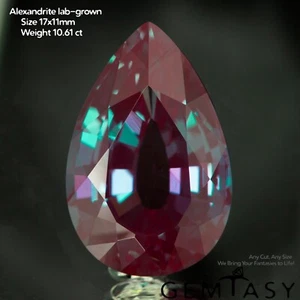 Cut stone -Alexandrite Czochralski Pulled lab grown facet Pear 17x11mm 10.61ct - Picture 1 of 4