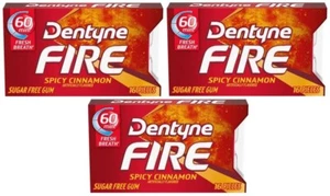 3 dulces americanos Dentyne Fire con sabor a canela picante sin azúcar - Imagen 1 de 2