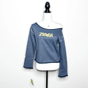 Zumba Women’s Suave Sweatshirt Indigo Off Shoulder Long Sleeve Size Small - Picture 1 of 6