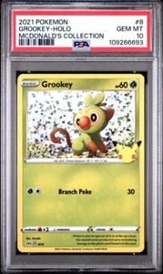 Pokemon Collezione Mcondald's 2021 8/25 Grookey Holo PSA 10 carte classificate - Foto 1 di 2