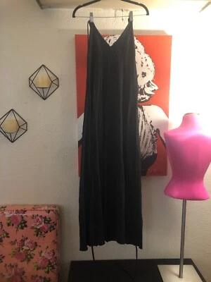 Maxi Vestido Halter Largo Algodón Cáñamo Gitano Transpirable Tirantes Cruzado Multi Vía Foto 1 de 3