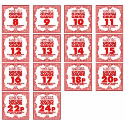 Ernie Ball Single Gauge Plain String Sets 6pack. 0.009 to 0.024