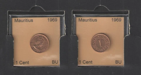 1969 MAURITIUS 1 CENT UNCIRCULATED Cover