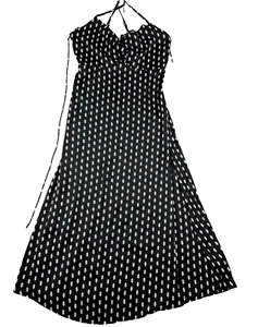 Free People Dress Women 6 Black Floral AOP Midi Ruched Chest Spaghetti Strap - Picture 1 of 17
