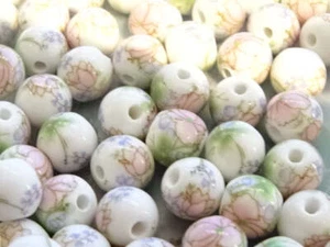 Handmade 'Vintage Pastel Pink Rose' 10mm Porcelain Ceramic Beads - Picture 1 of 1