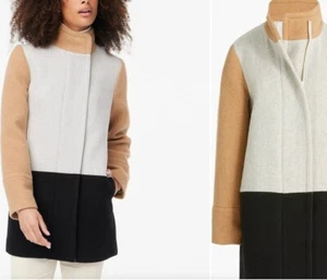$398 NWT J. Crew 49% Wool Coat colorblock Size 6 Wool Hidden Full Zip - Picture 1 of 11