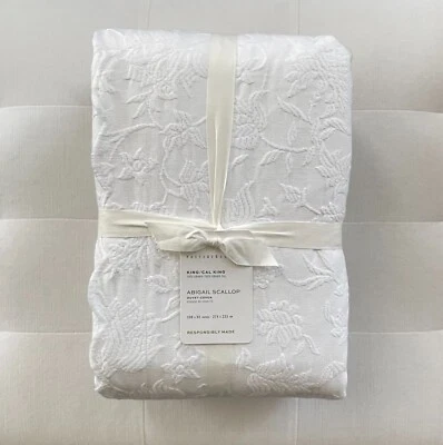 Pottery Barn ABIGAIL SCALLOPED TEXTURED Duvet King/Cali King ~White~ NWT - Image 1 of 2