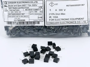 10X CQ MST 5A 300V Conquer Zeitverzögerungssicherung TE7 PCB Radial Slow Blow Fuse IR 50A - Bild 1 von 4