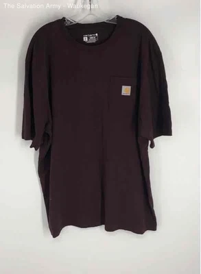 Carhartt Mens Carhartt Original Fit Burgundy Cotton Crew Neck T-Shirt Size XL - Image 1 of 4