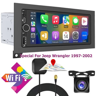6.9" Android 14 Carplay Stereo Radio GPS Wifi RDS For 1997-2002 Jeep Wrangler TJ - Image 1 of 4