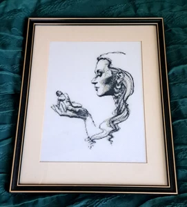 Finished Framed Cross Stitch Picture Fantasy Women Men Dream Gift - Picture 1 of 9