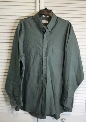 Van Heusen Wrinkle Free Nailhead Pinpoint Dress Shirt Mens 18 34/35 Green L/S - Image 1 of 4