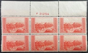 U.S. Scott #741,  Upper Sheet P.B. of 6, Grand Canyon, Arizona Issue, VF, MNH - Picture 1 of 2