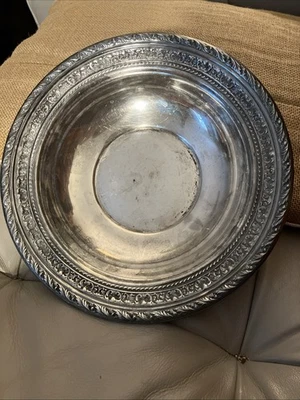 "Cuenco/plato de caramelo vintage Wallace plateado rosa con adornos florales #4135 9 1/2"" en cruz" Foto 1 de 4