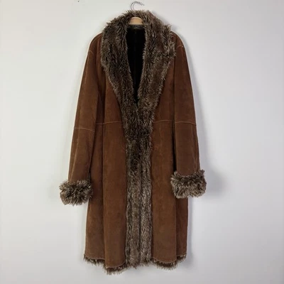Abrigo Largo De Colección Wilson Cuero Gamuza Penny Lane Imitación Piel Borde XXL Hippie Boho Y2K Foto 1 de 4