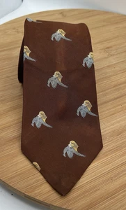 Corbata Ferrell Reed para Hombres 100% Seda Hecha a Mano Marrón Perro de Caza Pato Hecha en Inglaterra - Imagen 1 de 5