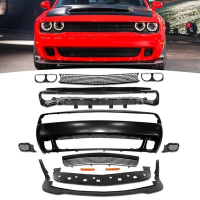Juego completo de cubierta de parachoques delantero para Dodge Challenger Hellcat Style SRT 2008-2014 Foto 1 de 4