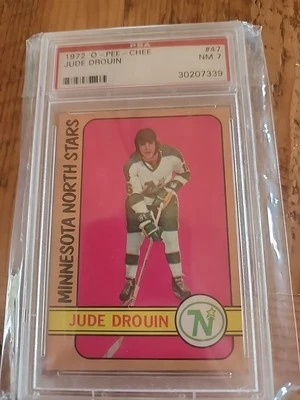 1972 O-PEE-CHEE OPC Hockey Jude Drouin #47 PSA 7 NORTH STARS NM-MT Set Break - Image 1 of 2