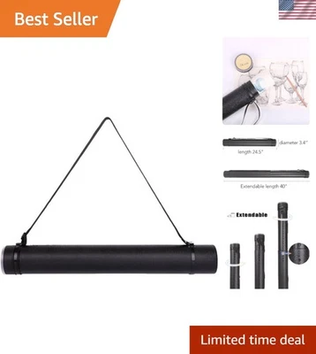 Tubo de almacenamiento de póster extensible 24-40 pulgadas impermeable arte plano mapa tubo Foto 1 de 4