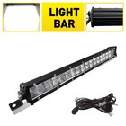14 Inch 6500K WHITE LED Lights Bar Flood Spot Lamps & Harness Kit For Truck SUV