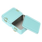 2 Pezzi Scatola di Latta Rettangolare con Fibbia, Per Metal, Blu Lago