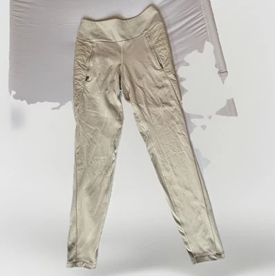 Athleta Women’s Peak Hybrid Fleece Tight Pants Leggings Beige Stone Sz Small - Image 1 of 4