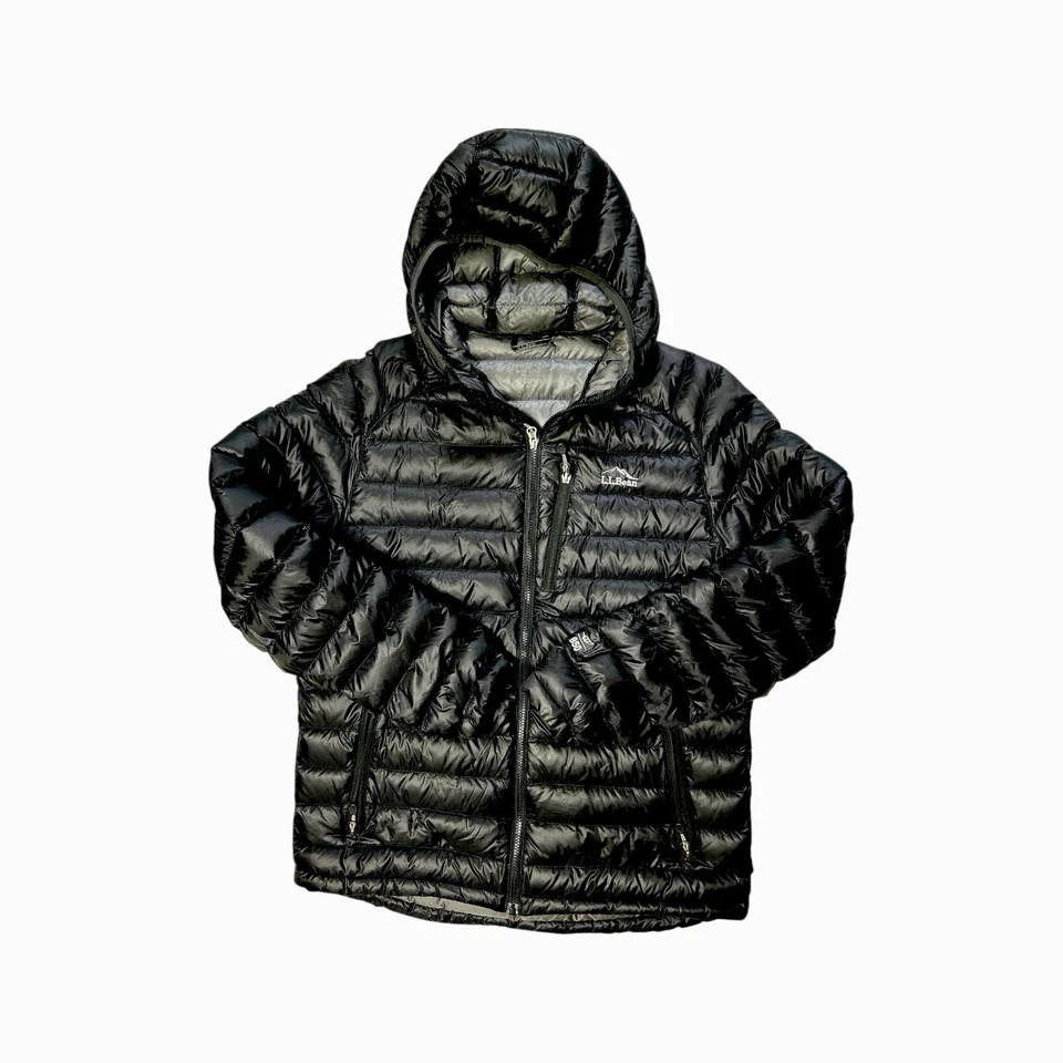L.L Bean Men's Large Tall Ultralight 850 Down Hooded Jacket Black Full Zip Nice - Image 1 of 4