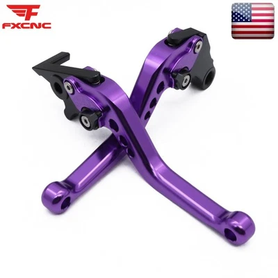 Un par de palancas cortas de freno y embrague púrpura para Kawasaki Ninja 500 Z500 2024-2025 Foto 1 de 4