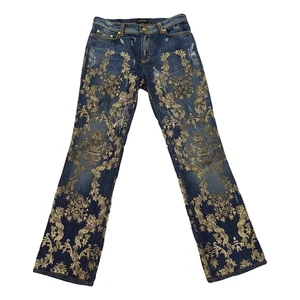 Jeans Roberto Cavalli tg 42 blu decorazioni dorate tasche leopardate Made Italy - Picture 1 of 10